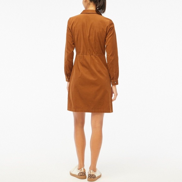 New JCREW Size 2 Long-Sleeve Button-Up Corduroy Mini Dress Vintage Brandy CB955 - Picture 4 of 5